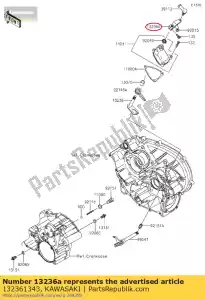 kawasaki 132361343 palanca-comp, cambio lev kvf650-a - Lado inferior