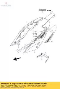 suzuki 6813501DH0EBE tape,cover,r - Bottom side