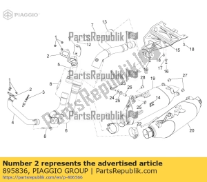aprilia 895836 junta de escape - Lado superior