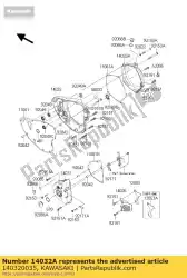 cover-clutch, buitenste van Kawasaki, met onderdeel nummer 140320035, bestel je hier online: