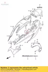 suzuki 4721112JA2PGZ marco de cubierta, lh - Lado inferior