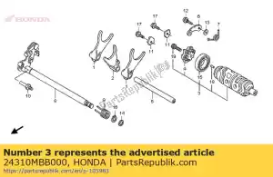 Honda 24310MBB000 comp. tambor, câmbio de marchas - Lado inferior