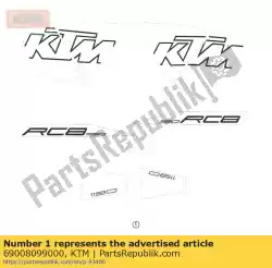 stickerset rc8 oranje 08 van KTM, met onderdeel nummer 69008099000, bestel je hier online: