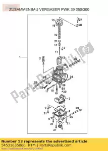 ktm 54531635060 gasklep 60 keihin - Onderkant