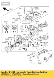 Kawasaki 140901102 deksel, meterbehuizing - Onderkant