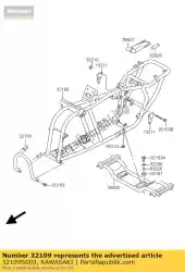 Aqui você pode pedir o grip-frame, fr ksf50-a1 em Kawasaki , com o número da peça 32109S003: