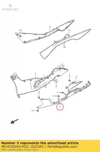 Suzuki 4818105H01PGZ escudo, perna lateral - Lado inferior