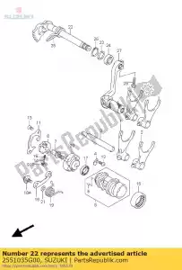 Suzuki 2551035G00 as, versnellingspook - Onderkant