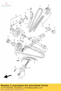 Suzuki 1277102F00 guide, chaîne à cames - La partie au fond