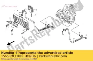 Honda 15650MCF000 hose comp., r. oil - Bottom side