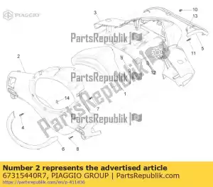 Piaggio Group 67315440R7 handlebar rear cover - Bottom side