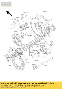 Kawasaki 921431390 collar, eje trasero, l = 11 - Lado inferior