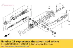 Ici, vous pouvez commander le oring, 19x1,9 auprès de Honda , avec le numéro de pièce 91361MB0000: