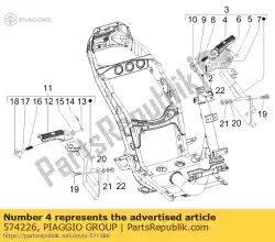 Aquí puede pedir reposapiés de Piaggio Group , con el número de pieza 574226: