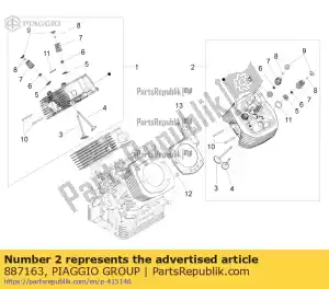 Piaggio Group 887163 lh conjunto de cabeça com válvula - Lado inferior