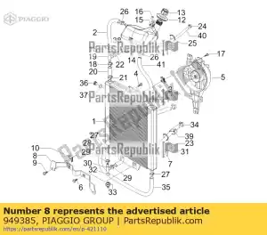 Piaggio Group 949385 soporte de radiador - Lado inferior