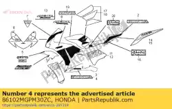 merk, honda * type1 * van Honda, met onderdeel nummer 86102MGPM30ZC, bestel je hier online: