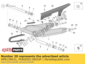 aprilia AP8139631 protetor de corrente - Lado inferior