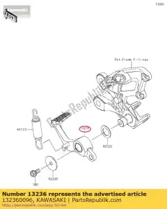 Kawasaki 132360096 palanca-comp, pedal de freno - Lado inferior