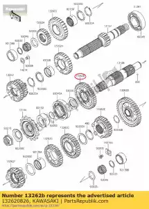 Kawasaki 132620826 gear,output 2nd,36t - Bottom side