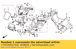 Ici, vous pouvez commander le caoutchouc a, partie supérieure du réservoir de carburant auprès de Honda , avec le numéro de pièce 17503GE2760: