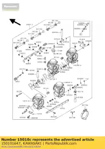 Kawasaki 150101647 carburateur, droit, extérieur - La partie au fond