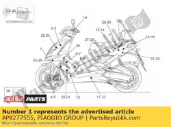 Here you can order the frame grille dec. Aprilia from Piaggio Group, with part number AP8277555: