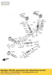 Kawasaki 49118S012 árbol de levas-comp, admisión para - Lado inferior