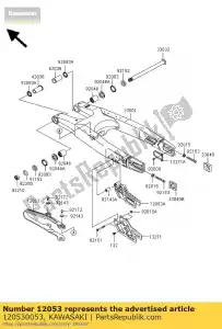 Kawasaki 120530053 cadena-guía, transmisión, fr - Lado inferior