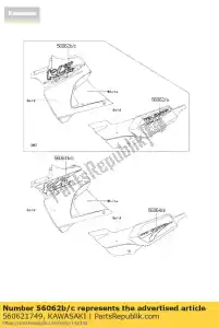 kawasaki 560621749 patroon, lwr motorkap, l kle500-a - Onderkant