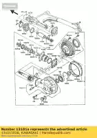 131015038, Kawasaki, conjunto de engrenagens, chanfro final kawasaki gt  g z550 gt550 550 , Novo