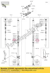 seal-olie kx500-e3 van Kawasaki, met onderdeel nummer 920491373, bestel je hier online: