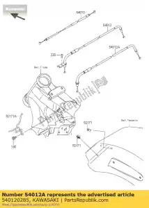 Kawasaki 540120285 acelerador de cabo, fechando - Lado inferior