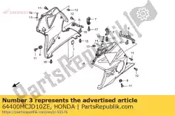 Ici, vous pouvez commander le ensemble de capot, r. Inférieur (wl) * auprès de Honda , avec le numéro de pièce 64400MCJD10ZE: