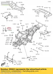 Aqui você pode pedir o ficar, tampa lateral, direita em Kawasaki , com o número da peça 35063Y010: