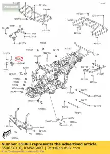 Kawasaki 35063Y010 ficar, tampa lateral, direita - Lado inferior