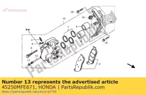 honda 45250MFE671 zacisk sub assy., r. fr. (nissin) - Dół