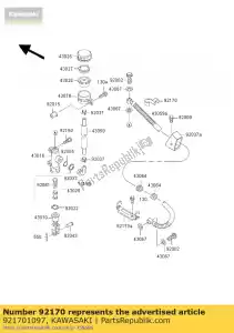 Kawasaki 921701097 clamp,hose - Bottom side