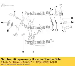Aqui você pode pedir o suporte lateral em Piaggio Group , com o número da peça 647827: