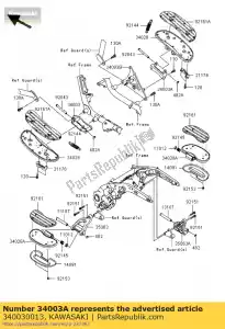 Kawasaki 340030013 houder-stap, fr, rh - Onderkant