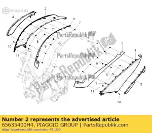 Piaggio Group 65635400H4 lado trasero del cuerpo r.h. - Lado inferior