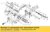 24310MGE040, Honda, drum assy., versnellingspook honda vfr 1200 2010 2011, Nieuw