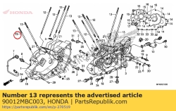 Honda 90012MBC003, Bolt, stud, 10x269, OEM: Honda 90012MBC003