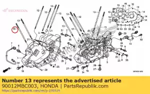 honda 90012MBC003 parafuso, pino, 10x269 - Lado inferior