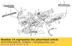 Here you can order the stripe b,r*type1* from Honda, with part number 64307MAL600ZA: