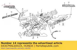Honda 64307MAL600ZA raya b, r * tipo1 * - Lado inferior