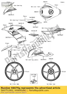 Kawasaki 560751682 padrão, capuz superior, direita - Lado inferior