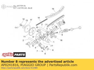 aprilia AP0241816 tornillo hexagonal m6x40 - Lado inferior