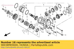 Honda 90038ME9000 boulon, spécial, 10mm - La partie au fond