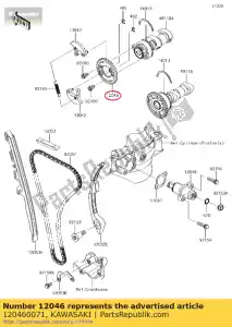 Kawasaki 120460071 roda dentada, 34t - Lado inferior